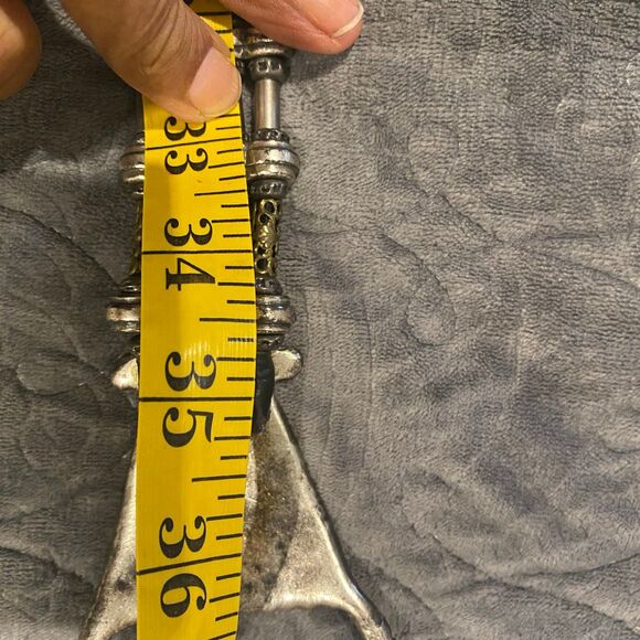 Suzi Roher Brown Wide Stretch Silver Metal Gemstone Buckle Belt Size Large - Picture 9 of 12